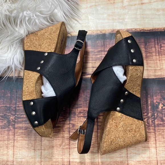 Lucky Brand Shoes - Lucky Brand Cork Wedges Black Strappy Sandals